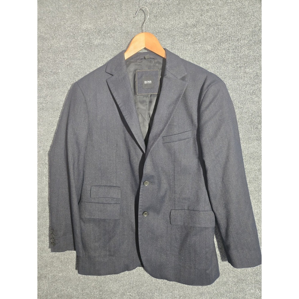 BOSS Hugo Boss Coast Stretch Sport Coat Blazer 40R Navy Pinstripe Wool Blend